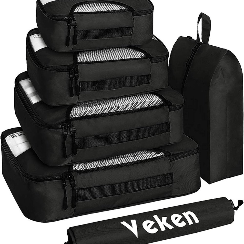New  6 Set Packing Cubes, Travel Luggage Organizers with Laundry Bag & Shoe Bag